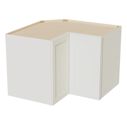 TW-WPC2430: Creamy White Shaker 24"W x 30"H 1 Door & 2 Shelves Pie Cut Wall Corner Cabinet