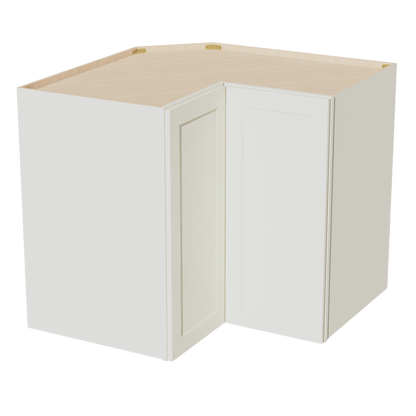 TW-WPC2436: Creamy White Shaker 24"W x 36"H 1 Door & 2 Shelves Pie Cut Wall Corner Cabinet