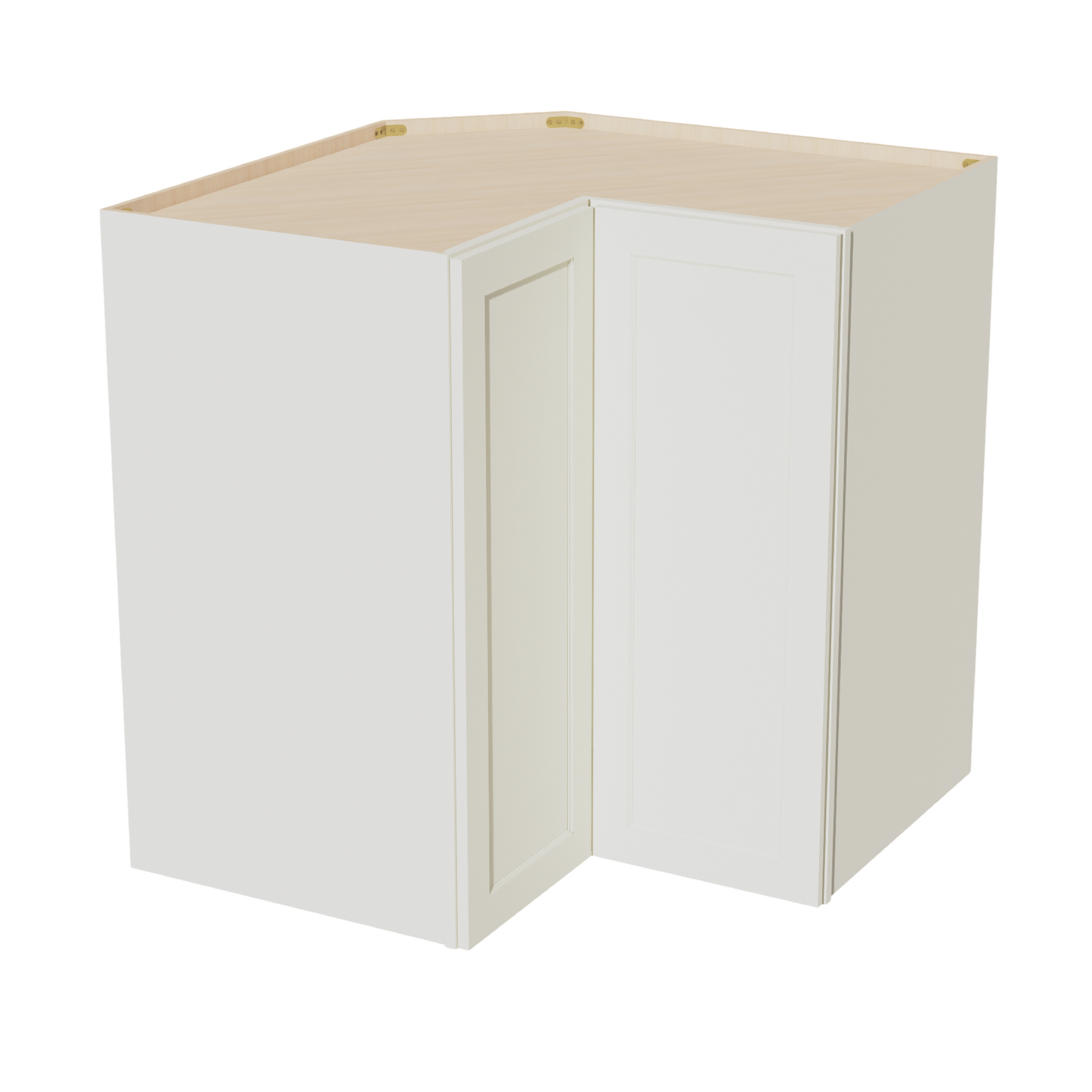 TW-WPC2442: Creamy White Shaker 24"W x 42"H 1 Door & 3 Shelves Pie Cut Wall Corner Cabinet