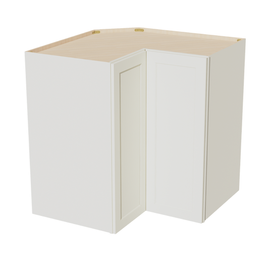 TW-WPC2442: Creamy White Shaker 24"W x 42"H 1 Door & 3 Shelves Pie Cut Wall Corner Cabinet