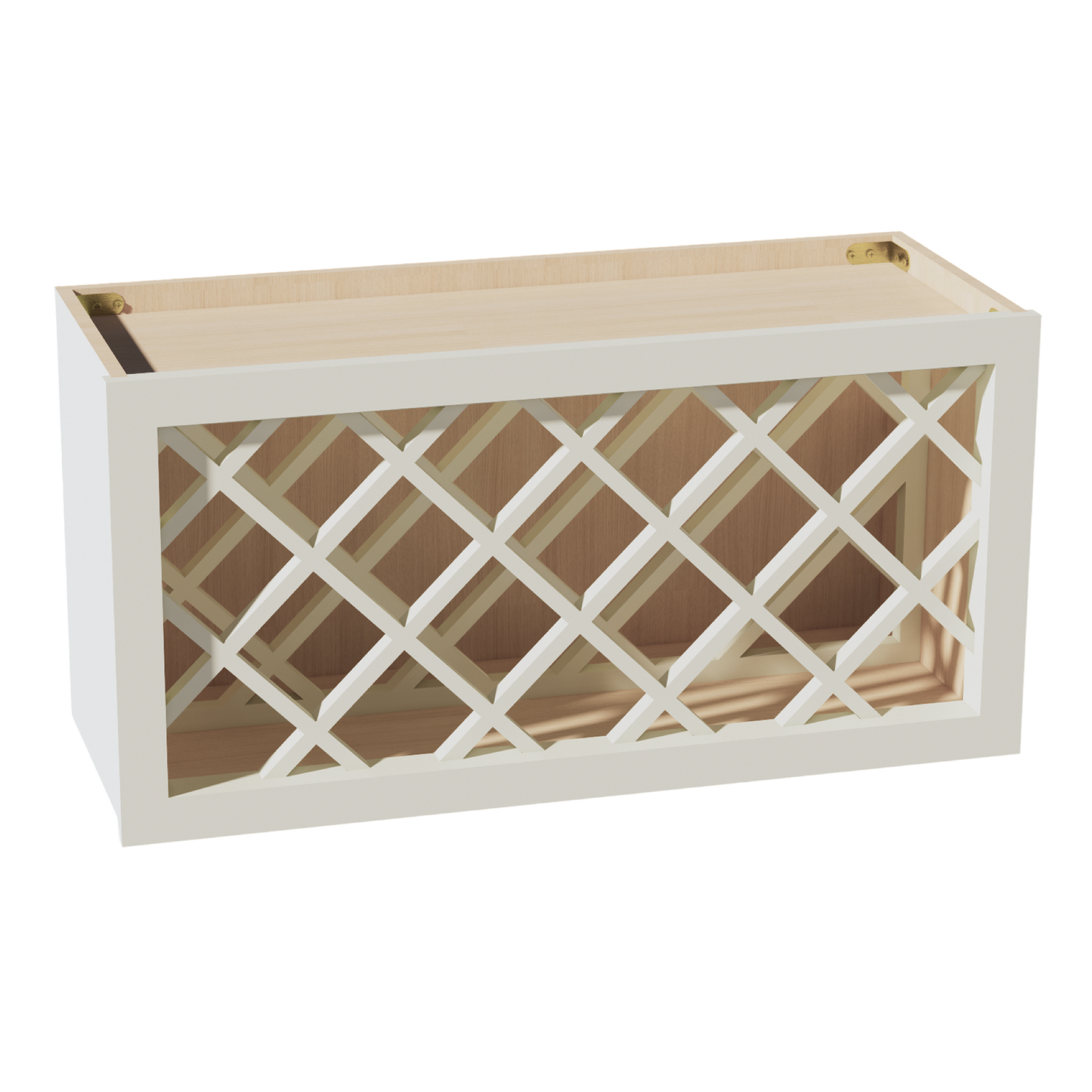 TW-WR3015: Creamy White Shaker 30"W x 15"H x 12"D Wall Wine Rack Incl. Shelf