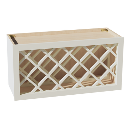 TW-WR3015: Creamy White Shaker 30"W x 15"H x 12"D Wall Wine Rack Incl. Shelf