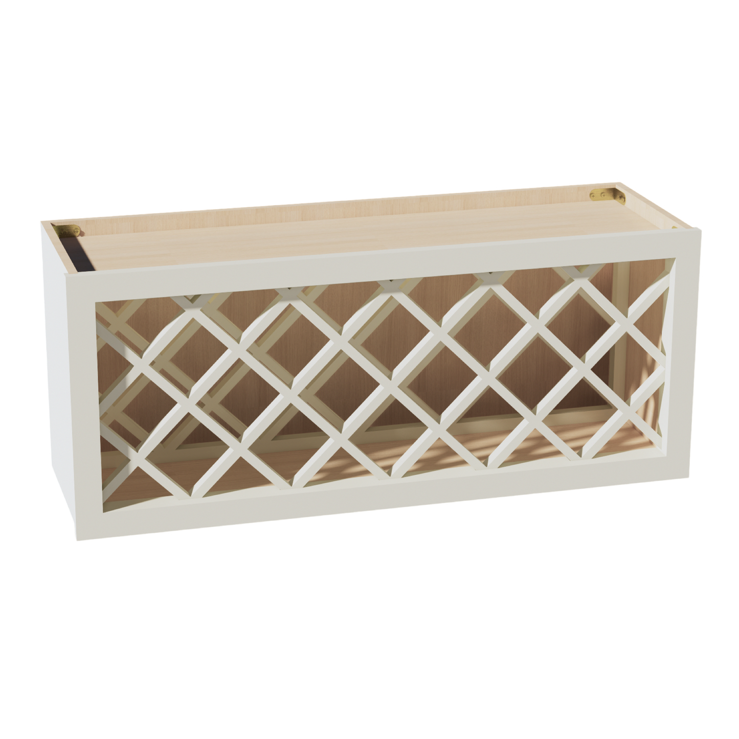 TW-WR3615: Creamy White Shaker 36"W x 15"H x 12"D Wall Wine Rack Incl. Shelf