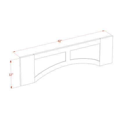 HF-VARP42: Frost White Shaker 42"W x 12"H x 3/4"D Arched Valance with Raised Panel