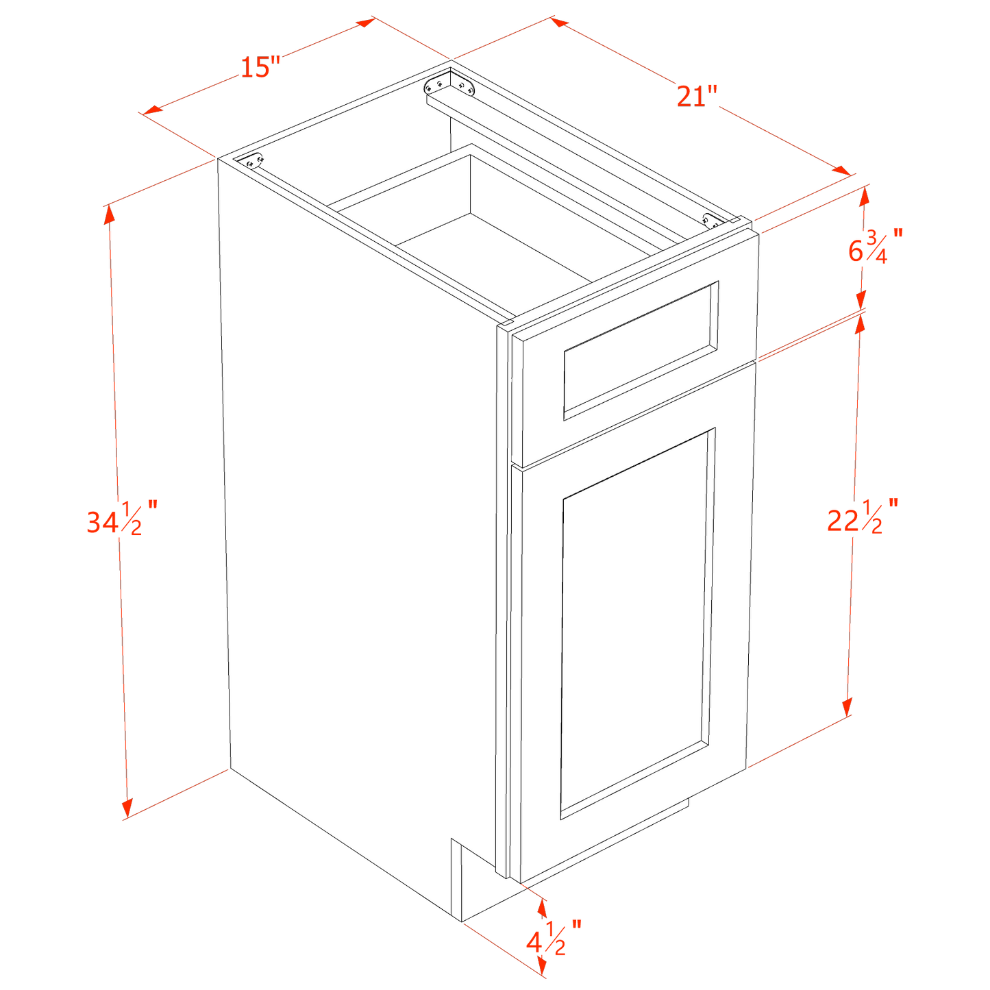 TG-VB1521: Soft Green Shaker 15"W x 34-1/2"H x 21"D 1 Door & 1 Drawer Single Door Vanity Base Cabinets