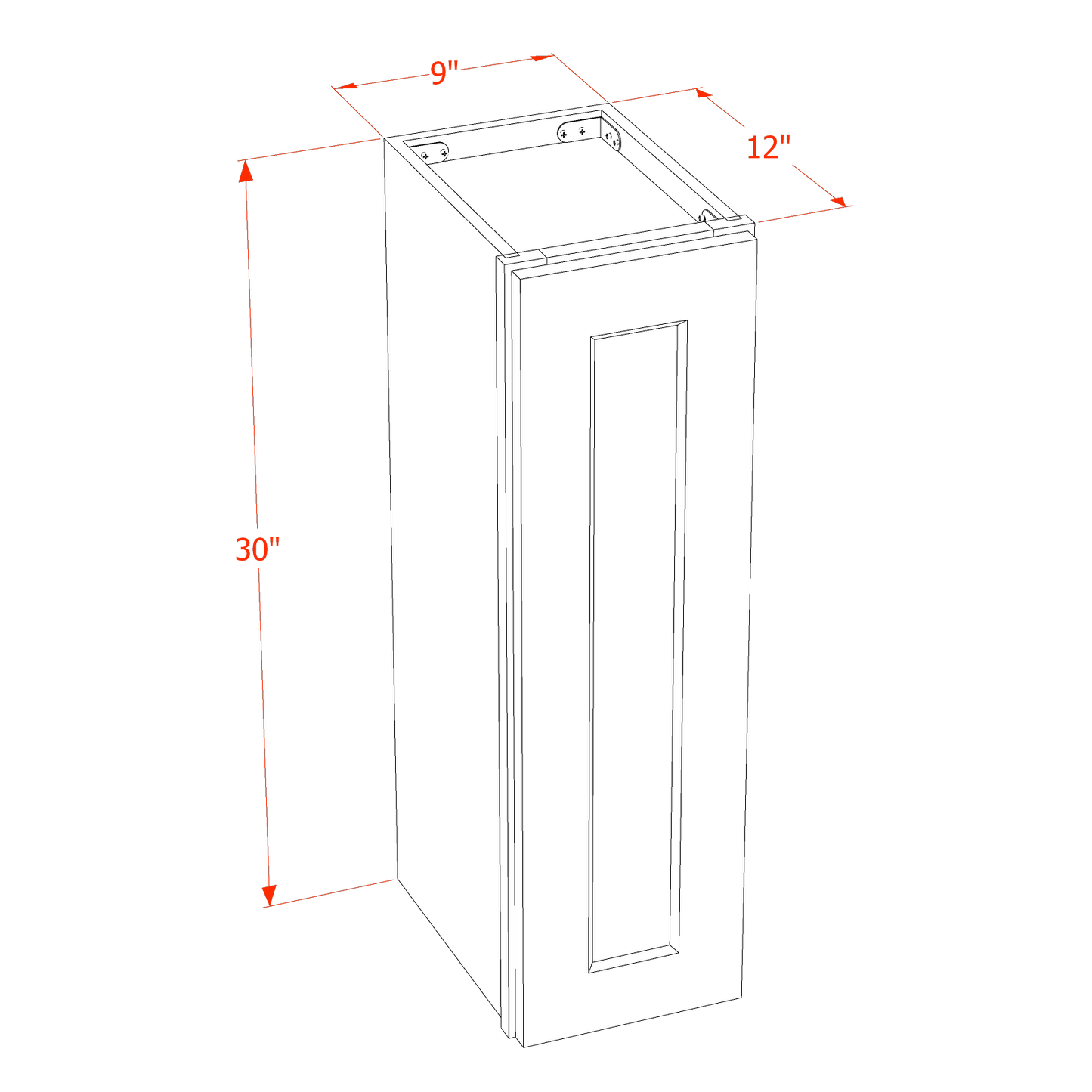 TG-W0930: Soft Green Shaker 09"W x 30"H 1 Door & 2 Shelves Standard Wall Cabinet