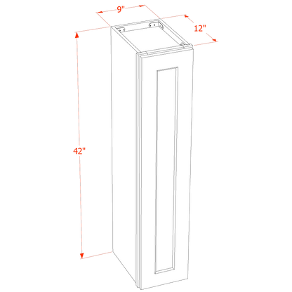 TG-W0942: Soft Green Shaker 09"W x 42"H 1 Door & 3 Shelves Standard Wall Cabinet