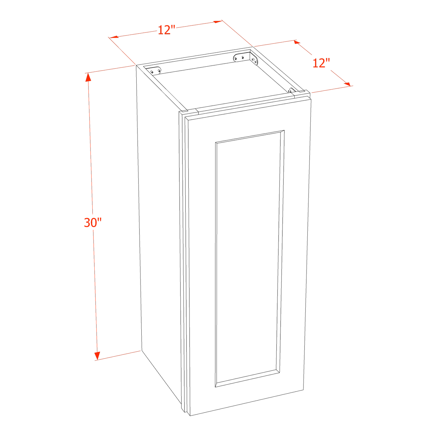 TG-W1230:: Soft Green Shaker 12"W x 30"H 1 Door & 2 Shelves Standard Wall Cabinet