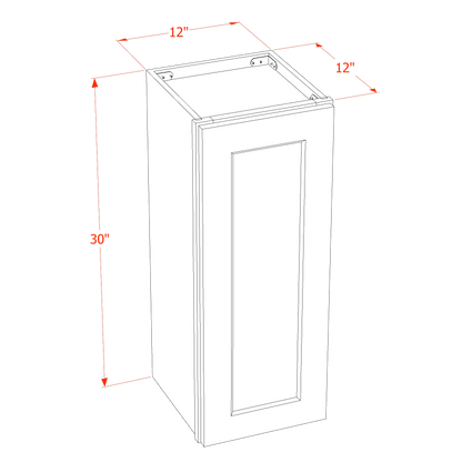 TG-W1230:: Soft Green Shaker 12"W x 30"H 1 Door & 2 Shelves Standard Wall Cabinet