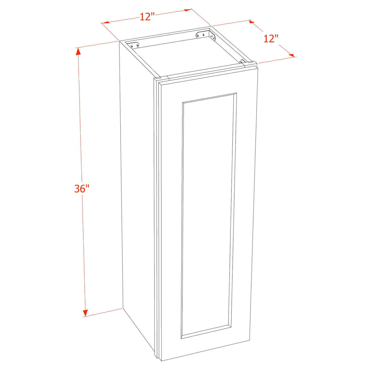 TG-W1236: Soft Green Shaker 12"W x 36"H 1 Door & 2 Shelves Standard Wall Cabinet