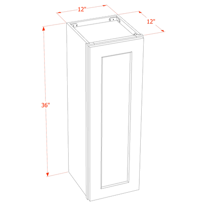 TG-W1236: Soft Green Shaker 12"W x 36"H 1 Door & 2 Shelves Standard Wall Cabinet