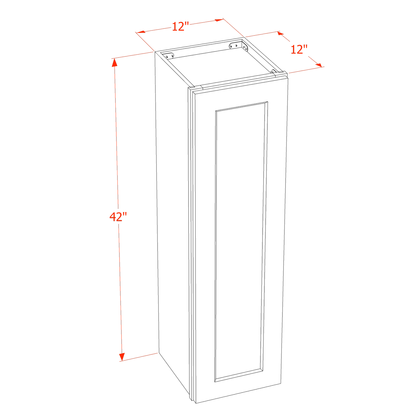 TG-W1242: Soft Green Shaker 12"W x 42"H 1 Door & 3 Shelves Standard Wall Cabinet