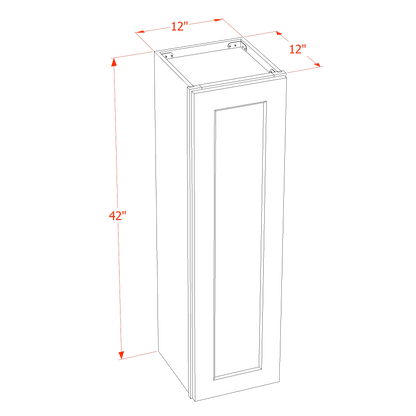 TG-W1242: Soft Green Shaker 12"W x 42"H 1 Door & 3 Shelves Standard Wall Cabinet