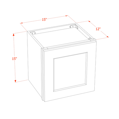 TG-W1515: Soft Green Shaker 15"W x 15"H 1 Door Standard Wall Bridge Cabinet