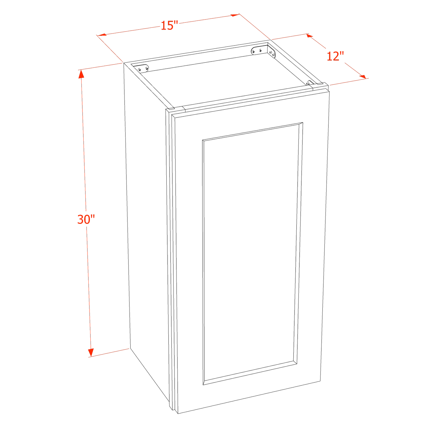 SF-W1530: Frost White Slim Shaker 15"W x 30"H 1 Door & 2 Shelves Standard Wall Cabinet