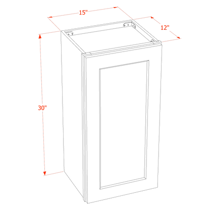 TG-W1530: Soft Green Shaker 15"W x 30"H 1 Door & 2 Shelves Standard Wall Cabinet