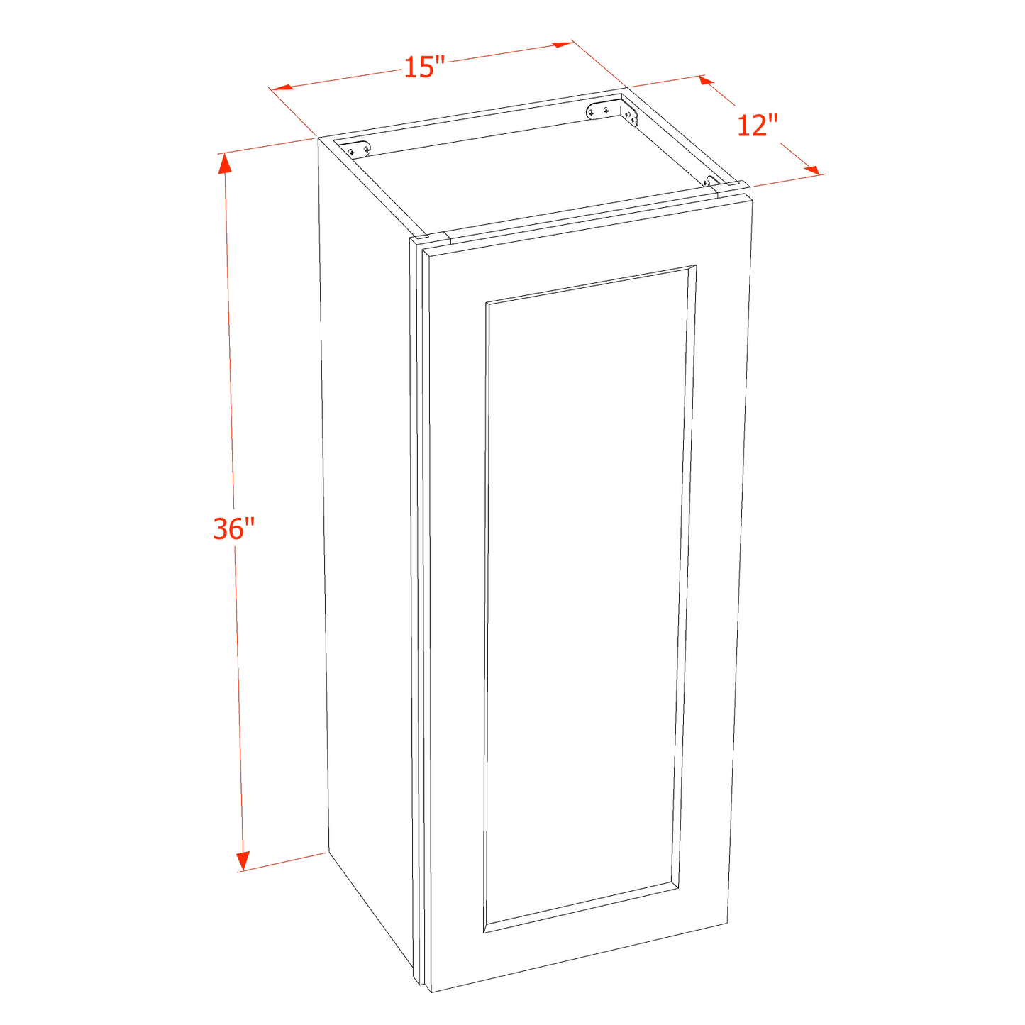 TG-W1536: Soft Green Shaker 15"W x 36"H 1 Door & 2 Shelves Standard Wall Cabinet