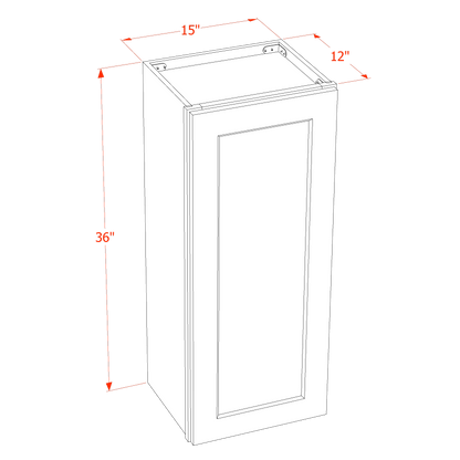 TG-W1536: Soft Green Shaker 15"W x 36"H 1 Door & 2 Shelves Standard Wall Cabinet