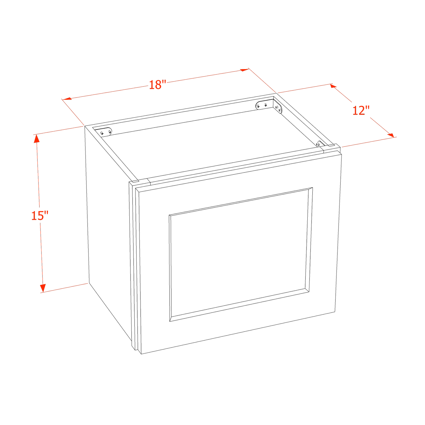 HLG-W1815: Light Gray Shaker 18"W x 15"H 1 Door Standard Wall Bridge Cabinet