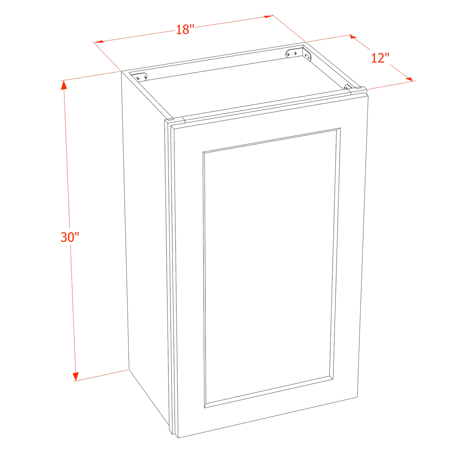 TG-W1830: Soft Green Shaker 18"W x 30"H 1 Door & 2 Shelves Standard Wall Cabinet