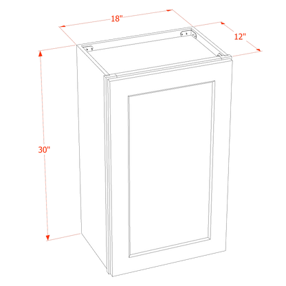 TG-W1830: Soft Green Shaker 18"W x 30"H 1 Door & 2 Shelves Standard Wall Cabinet