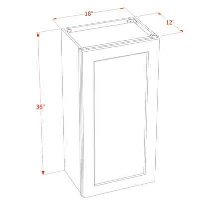 TG-W1836: Soft Green Shaker 18"W x 36"H 1 Door & 2 Shelves Standard Wall Cabinet