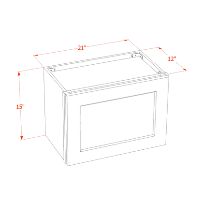 TG-W2115: Soft Green Shaker 21"W x 15"H 1 Door Standard Wall Bridge Cabinet