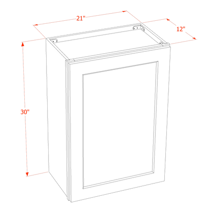 TG-W2130: Soft Green Shaker 21"W x 30"H 1 Door & 2 Shelves Standard Wall Cabinet