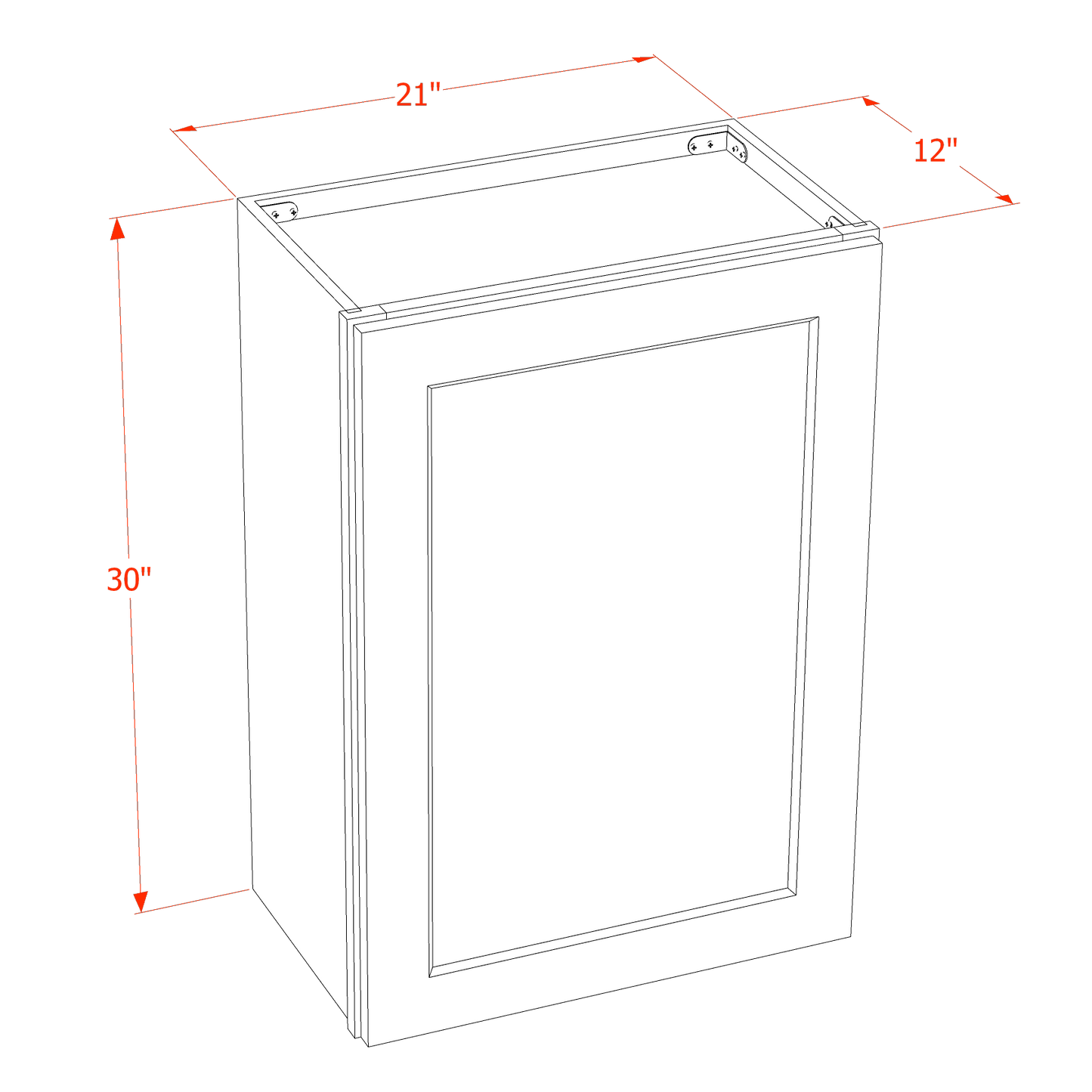 HT-W2130: Timber Wood Shaker 21"W x 30"H 1 Door & 2 Shelves Standard Wall Cabinet