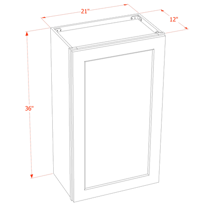 TG-W2136: Soft Green Shaker 21"W x 36"H 1 Door & 2 Shelves Standard Wall Cabinet