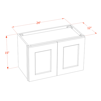 SF-W2415: Frost White Slim Shaker 24"W x 15"H 2 Doors Standard Wall Bridge Cabinet