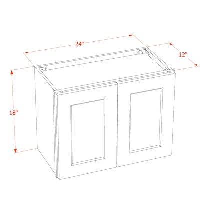 TW-W2418: Creamy White Shaker 24"W x 18"H 2 Doors Standard Wall Bridge Cabinet