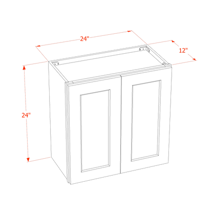 TW-W2424: Creamy White Shaker 24"W x 24"H 2 Doors Standard Wall Bridge Cabinet