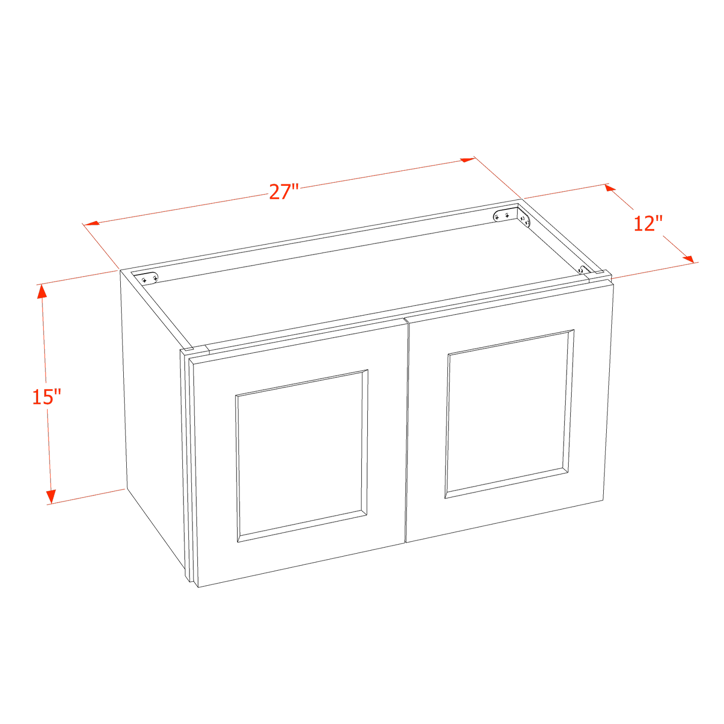 TG-W2715: Soft Green Shaker 27"W x 15"H 2 Doors Standard Wall Bridge Cabinet