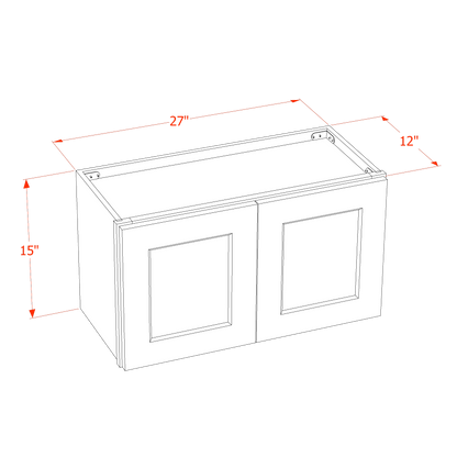 TG-W2715: Soft Green Shaker 27"W x 15"H 2 Doors Standard Wall Bridge Cabinet