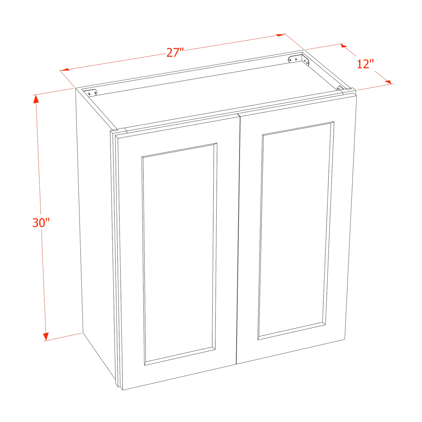 TG-W2730: Soft Green Shaker 27"W x 30"H 2 Doors & 2 Shelves Standard Wall Cabinet