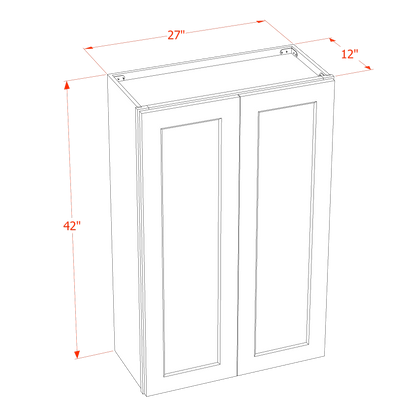 TG-W2742: Soft Green Shaker 27"W x 42"H 2 Doors & 3 Shelves Standard Wall Cabinet