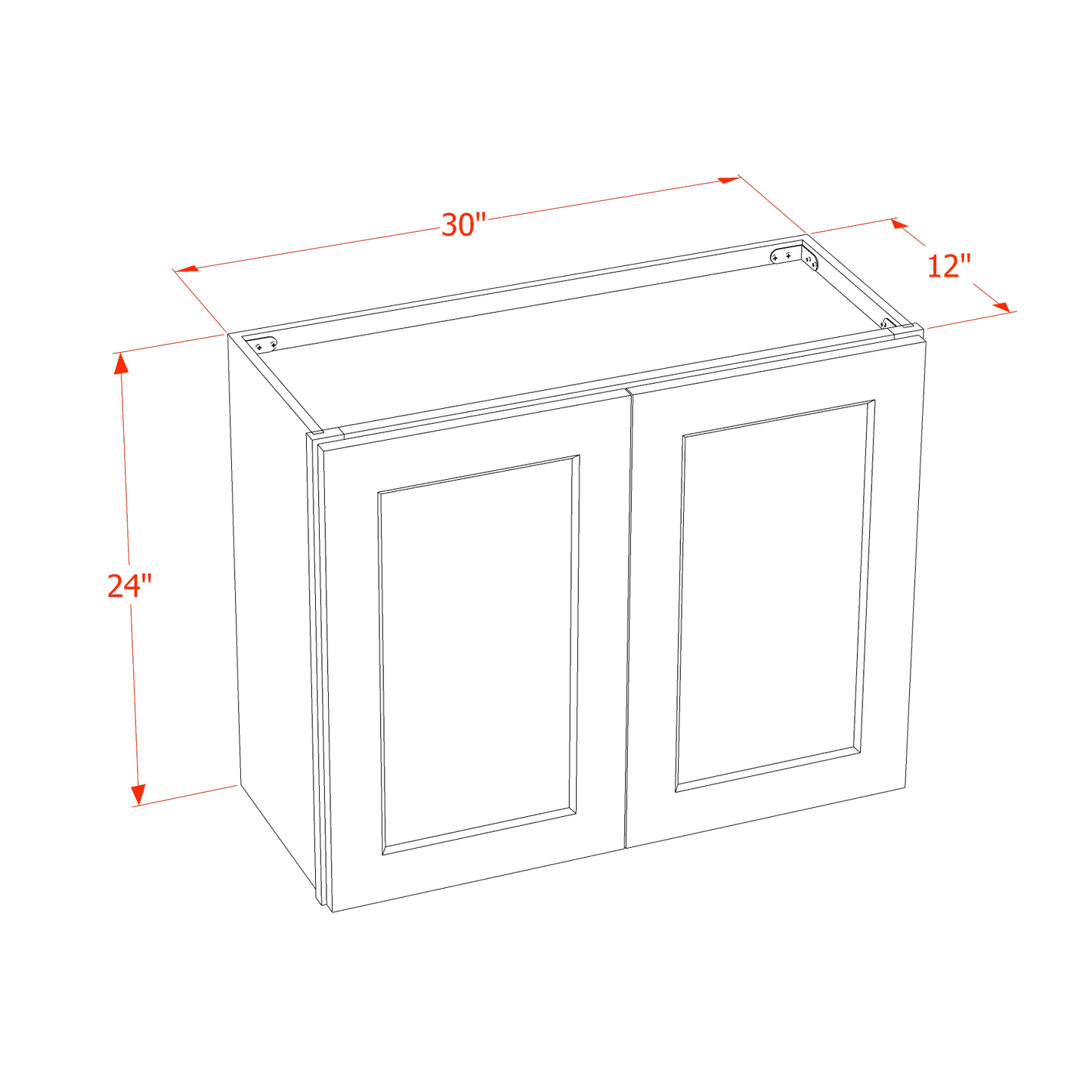 TG-W3024: Soft Green Shaker 30"W x 24"H 2 Doors Standard Wall Bridge Cabinet