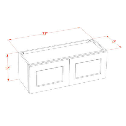 SF-W3312: Frost White Slim Shaker 33"W x 12"H 2 Doors Standard Wall Bridge Cabinet