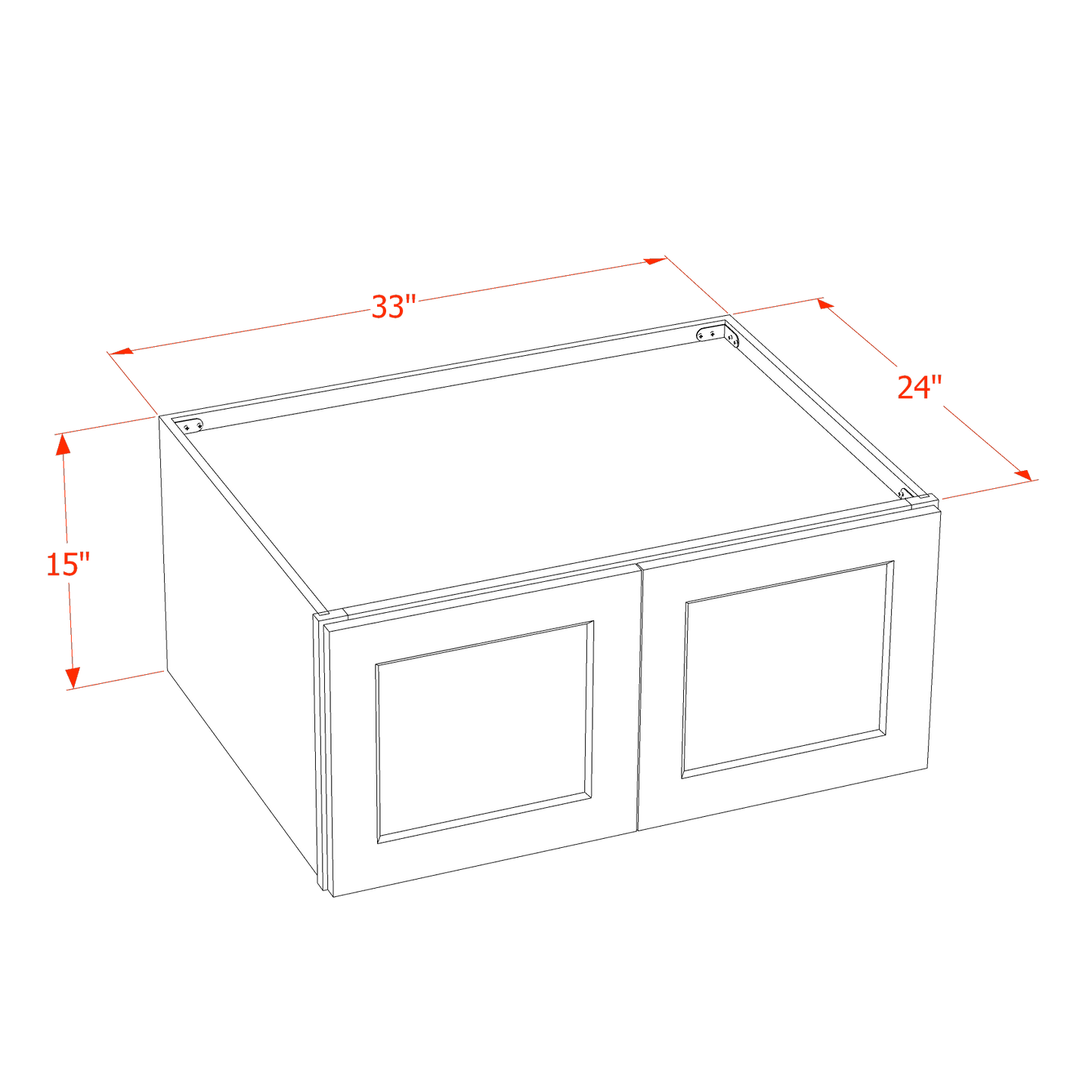 SF-W331524: Frost White Slim Shaker 33"W x 15"H x 24"D 2 Doors Standard Bridge Wall Cabinet