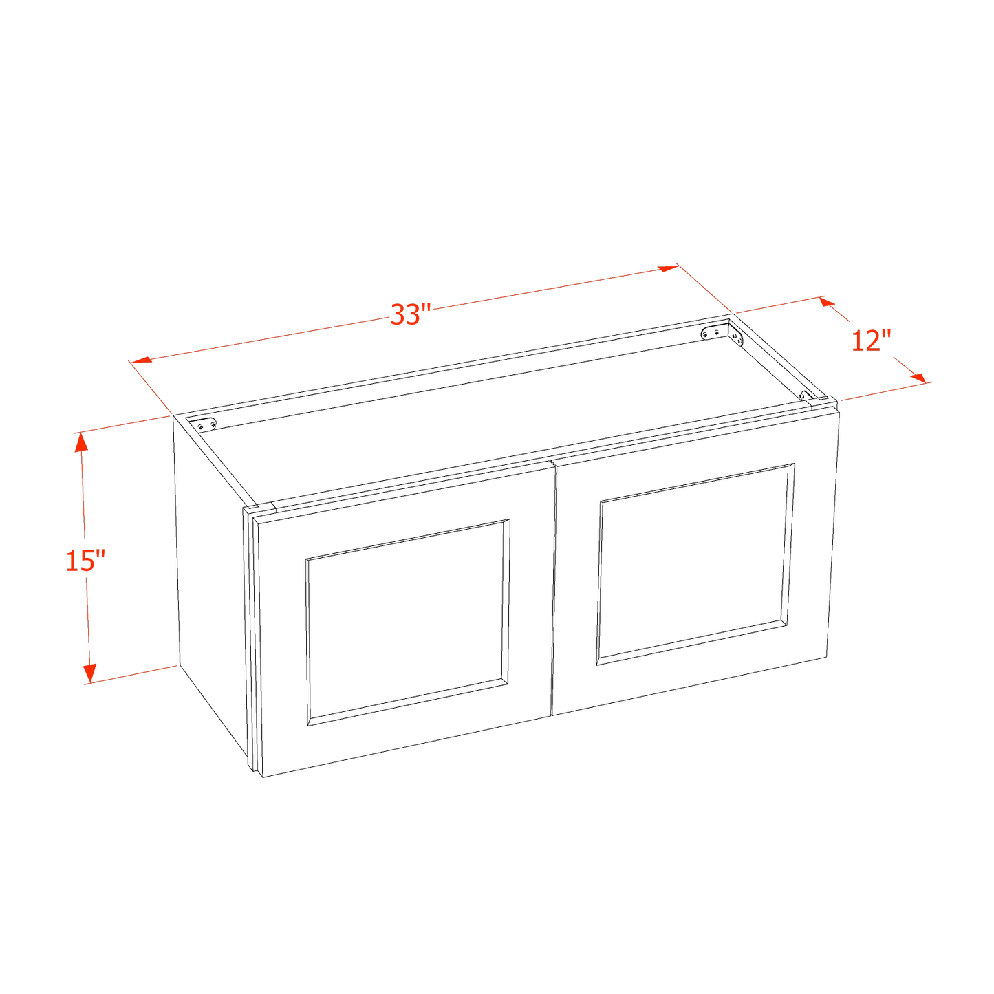 TG-W3315: Soft Green Shaker 33"W x 15"H 2 Doors Standard Wall Bridge Cabinet