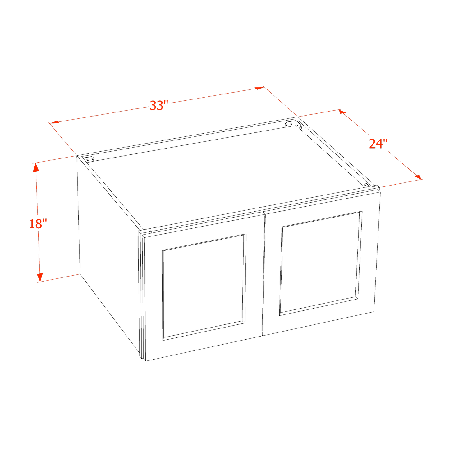 SF-W331824: Frost White Slim Shaker 33"W x 18"H x 24"D 2 Doors Standard Bridge Wall Cabinet