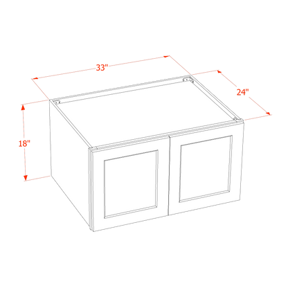 SF-W331824: Frost White Slim Shaker 33"W x 18"H x 24"D 2 Doors Standard Bridge Wall Cabinet