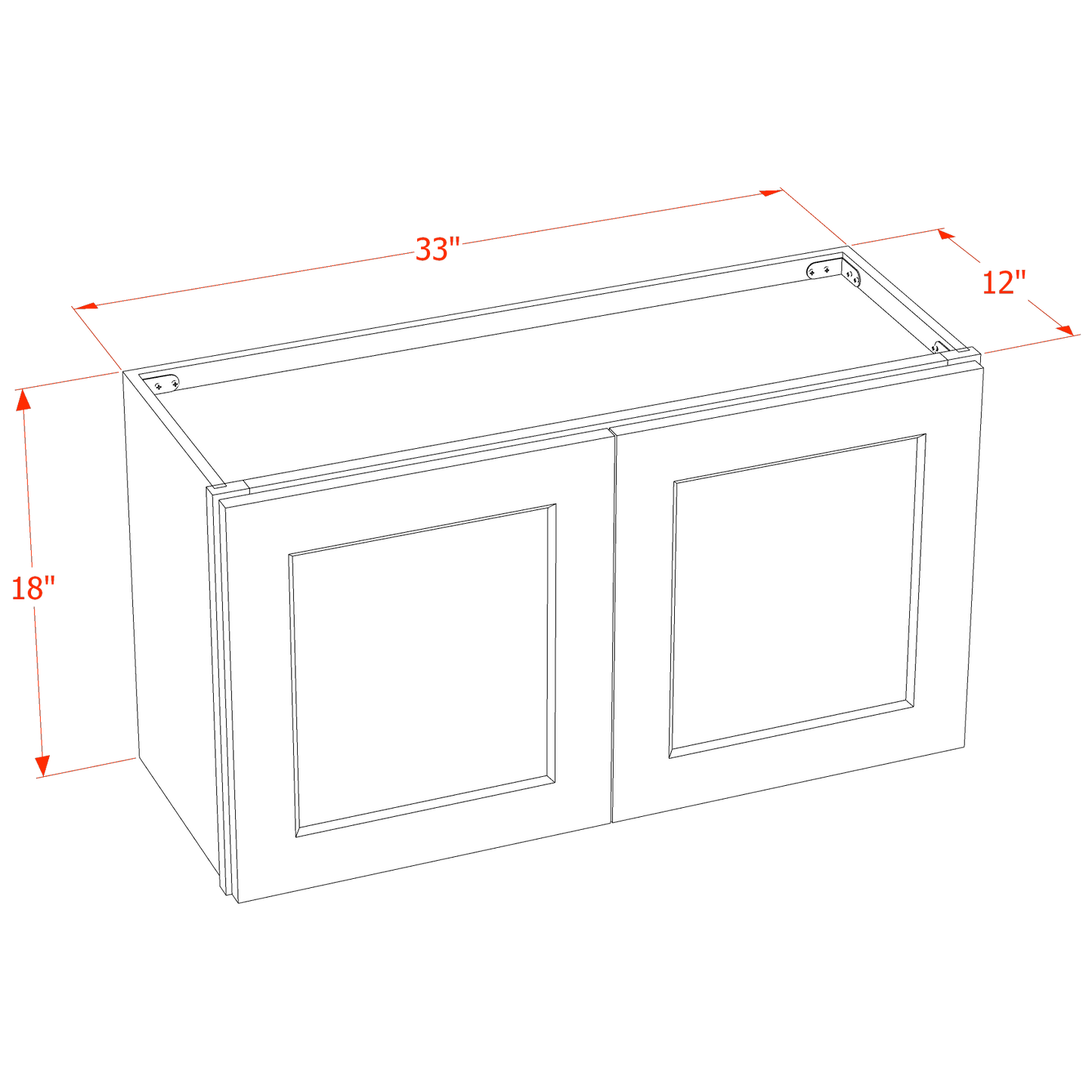 TG-W3318: Soft Green Shaker 33"W x 18"H 2 Doors Standard Wall Bridge Cabinet