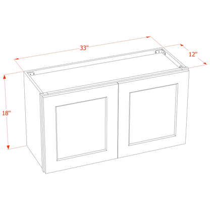 SF-W3318: Frost White Slim Shaker 33"W x 18"H 2 Doors Standard Wall Bridge Cabinet