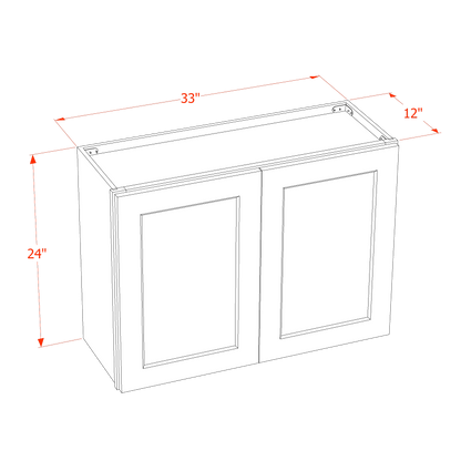 TG-W3324: Soft Green Shaker 33"W x 24"H 2 Doors Standard Wall Bridge Cabinet