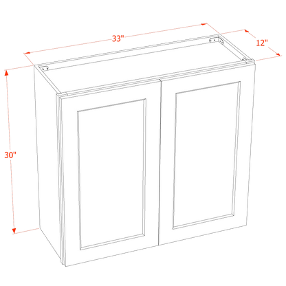 TG-W3330: Soft Green Shaker 33"W x 30"H 2 Doors & 2 Shelves Standard Wall Cabinet