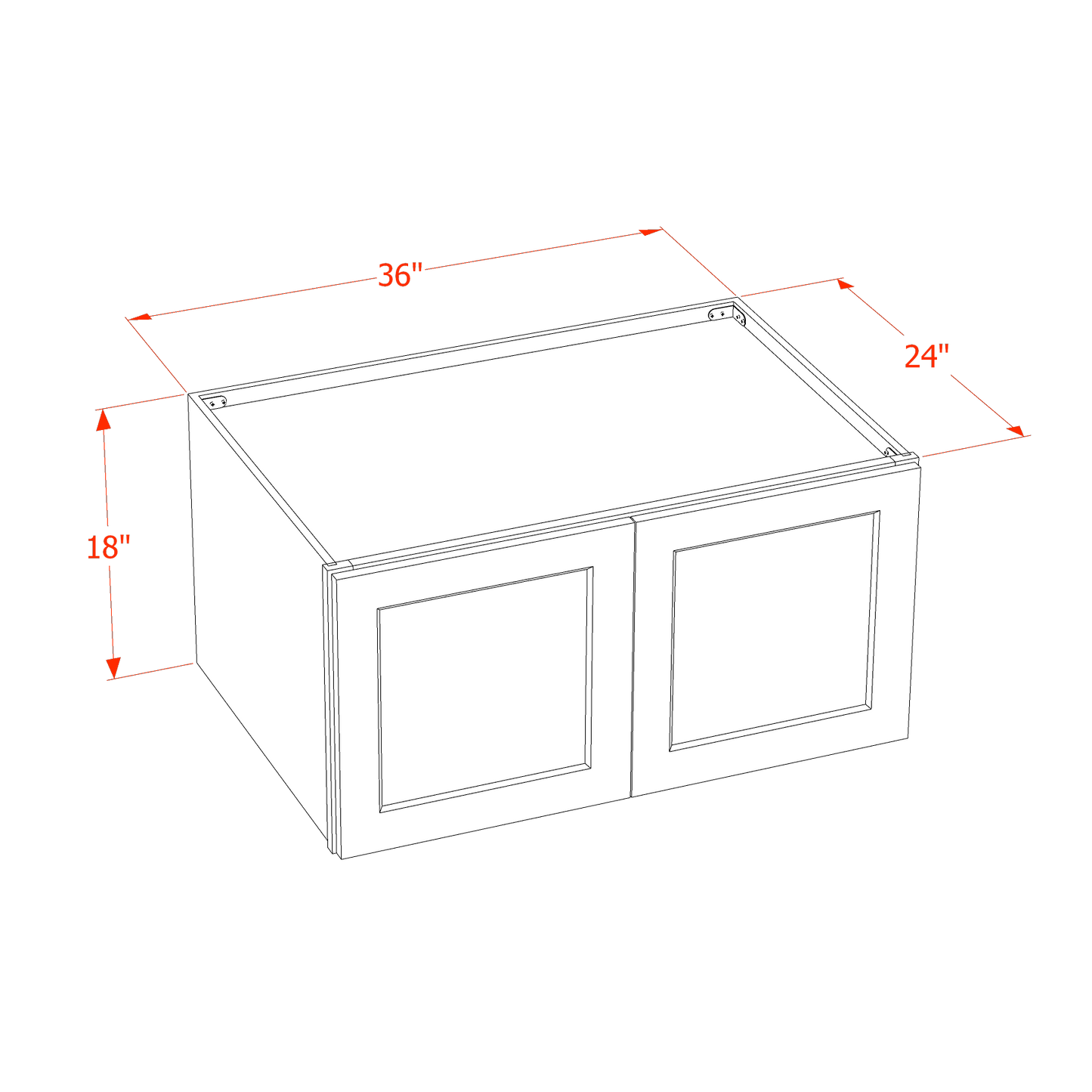 SF-W361824: Frost White Slim Shaker 36"W x 18"H x 24"D 2 Doors Standard Bridge Wall Cabinet