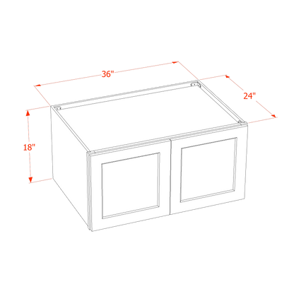 SF-W361824: Frost White Slim Shaker 36"W x 18"H x 24"D 2 Doors Standard Bridge Wall Cabinet