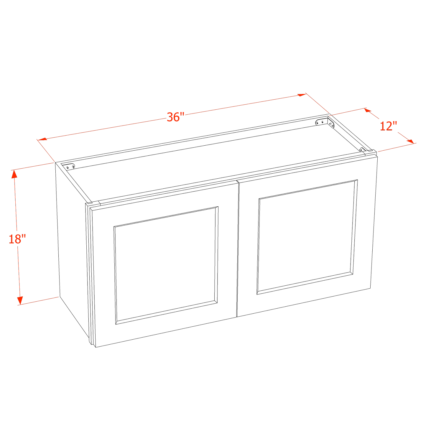 TG-W3618: Soft Green Shaker 36"W x 18"H 2 Doors Standard Wall Bridge Cabinet